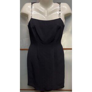 Hugo Buscati Collection Womens Size 2 Embellished Strap Black Dress LBD Cocktail